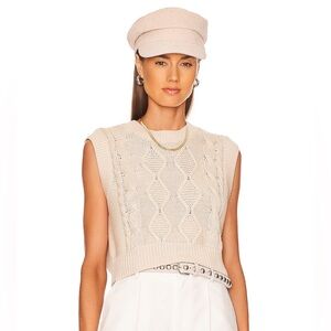 525 America Cream Cable Knit V-Neck Sweater Vest